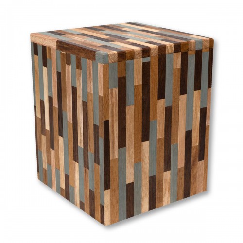 Repurposed Cremation Ashes Casket / Urn – Traditional Mosaic of Pre-Consumer Recycled Wood